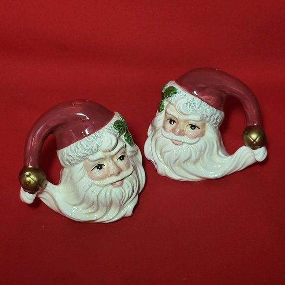 VTG Fitz and Floyd Christmas Holiday Santa Claus Face Salt & Pepper Shaker Set - Picture 12 of 13